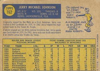 1970 O-Pee-Chee #162 Jerry Johnson Back