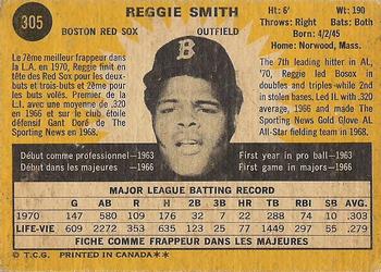 1971 O-Pee-Chee #305 Reggie Smith Back