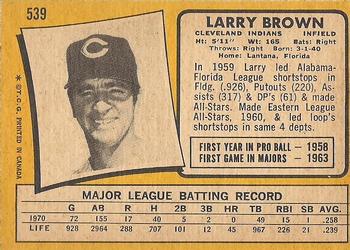 1971 O-Pee-Chee #539 Larry Brown Back
