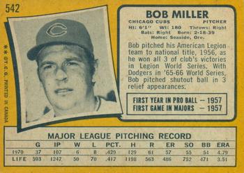 1971 O-Pee-Chee #542 Bob Miller Back