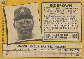 1971 O-Pee-Chee #669 Ike Brown Back