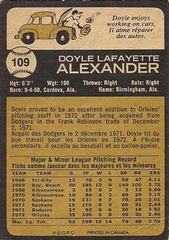 1973 O-Pee-Chee #109 Doyle Alexander Back