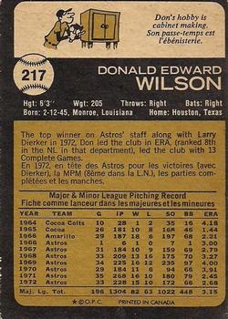 1973 O-Pee-Chee #217 Don Wilson Back