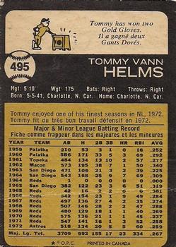 1973 O-Pee-Chee #495 Tommy Helms Back