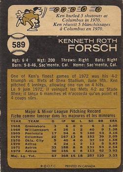 1973 O-Pee-Chee #589 Ken Forsch Back