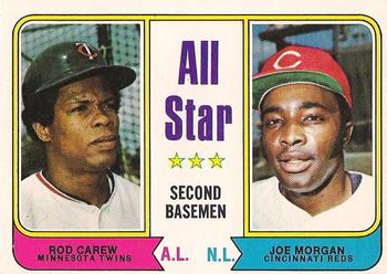 1974 O-Pee-Chee #333 All-Star Second Basemen (Rod Carew / Joe Morgan) Front