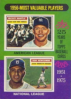 1975 O-Pee-Chee #194 1956 MVPs (Mickey Mantle / Don Newcombe) Front
