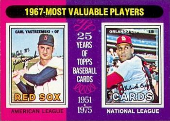 1975 O-Pee-Chee #205 1967 MVPs (Carl Yastrzemski / Orlando Cepeda) Front