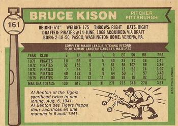 1976 O-Pee-Chee #161 Bruce Kison Back