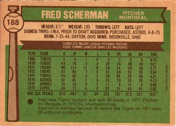 1976 O-Pee-Chee #188 Fred Scherman Back