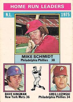 1976 O-Pee-Chee #193 1975 NL Home Run Leaders (Mike Schmidt / Dave Kingman / Greg Luzinski) Front
