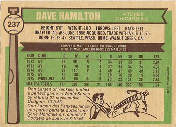1976 O-Pee-Chee #237 Dave Hamilton Back