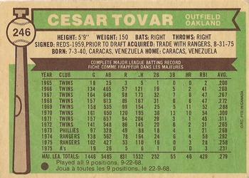 1976 O-Pee-Chee #246 Cesar Tovar Back