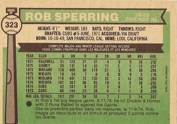 1976 O-Pee-Chee #323 Rob Sperring Back