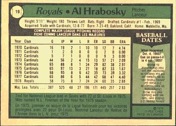 1979 O-Pee-Chee #19 Al Hrabosky Back