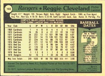 1979 O-Pee-Chee #103 Reggie Cleveland Back