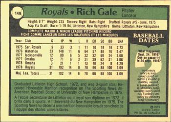 1979 O-Pee-Chee #149 Rich Gale Back