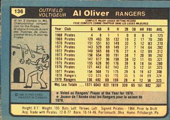 1980 O-Pee-Chee #136 Al Oliver Back