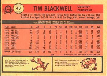 587 Tim Blackwell - Chicago Cubs - 1982 Fleer Baseball – Isolated Cards