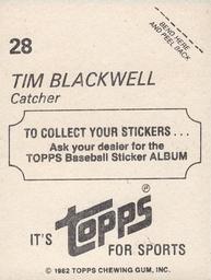 1982 Topps Stickers #28 Tim Blackwell Back