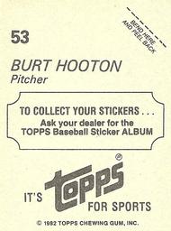 1982 Topps Stickers #53 Burt Hooton Back