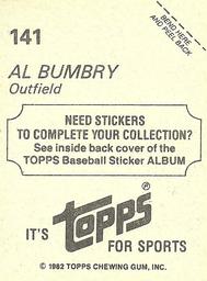 1982 Topps Stickers #141 Al Bumbry Back