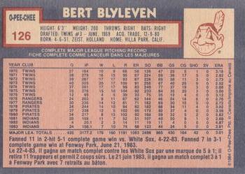 1984 O-Pee-Chee #126 Bert Blyleven Back