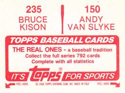 1984 Topps Stickers #150 / 235 Andy Van Slyke / Bruce Kison Back