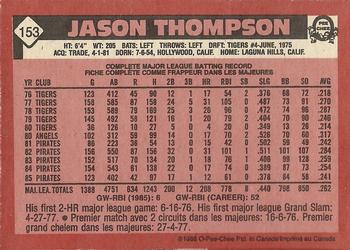1986 O-Pee-Chee #153 Jason Thompson Back