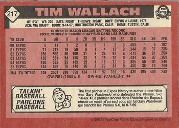 1986 O-Pee-Chee #217 Tim Wallach Back