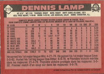 1986 O-Pee-Chee #219 Dennis Lamp Back