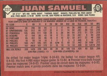 1986 O-Pee-Chee #237 Juan Samuel Back