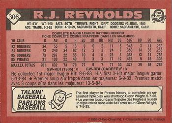 1986 O-Pee-Chee #306 R.J. Reynolds Back