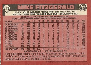 1986 O-Pee-Chee #313 Mike Fitzgerald Back