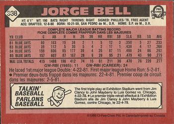 1986 O-Pee-Chee #338 Jorge Bell Back