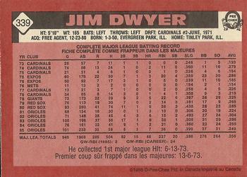 1986 O-Pee-Chee #339 Jim Dwyer Back