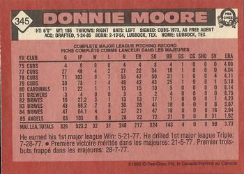 1986 O-Pee-Chee #345 Donnie Moore Back