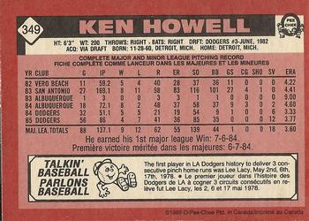 1986 O-Pee-Chee #349 Ken Howell Back