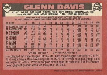 1986 O-Pee-Chee #389 Glenn Davis Back