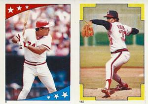 1986 O-Pee-Chee Stickers #8 / 182 Tony Perez / Donnie Moore Front