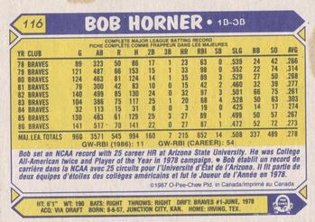 1987 O-Pee-Chee #116 Bob Horner Back