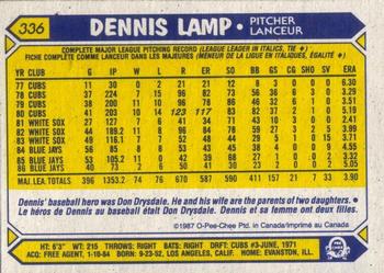 1987 O-Pee-Chee #336 Dennis Lamp Back