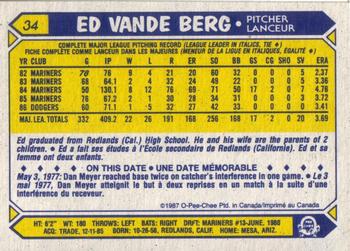 1987 O-Pee-Chee #34 Ed Vande Berg Back