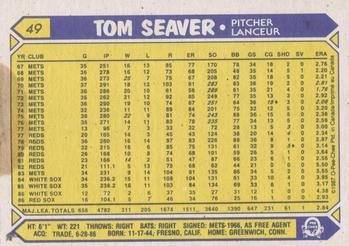 1987 O-Pee-Chee #49 Tom Seaver Back