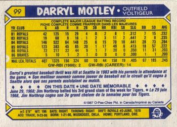 1987 O-Pee-Chee #99 Darryl Motley Back