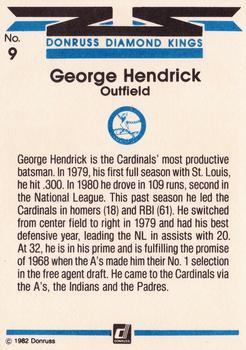 1982 Donruss #9 George Hendrick Back