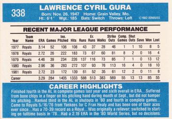 1982 Donruss #338 Larry Gura Back