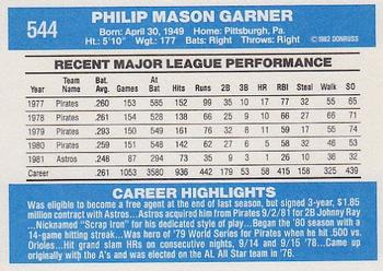 1982 Donruss #544 Phil Garner Back