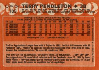 1988 O-Pee-Chee #105 Terry Pendleton Back