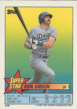 1989 Topps Stickers - Super Star Backs #49 Kirk Gibson Front